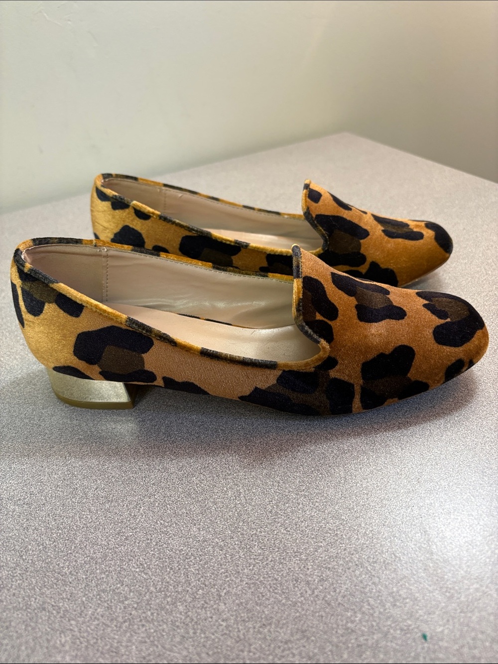 Topshop Leopard Velvet Slip-On Loafers in Brown and Black